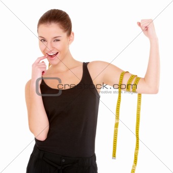 Fitness woman with measure tape