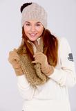 Beautiful woman wearing warm winter clothes