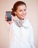 Brunette woman with mobile phone