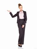 Fullbody business woman smiling isolated