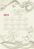 Romantic background with calendar for 2013 