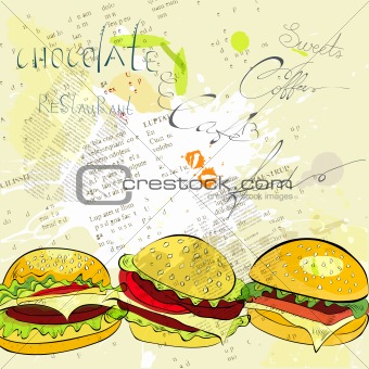 Hamburgers on stylized background