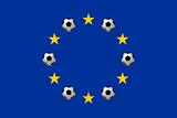Flag of Europe with soccer balls