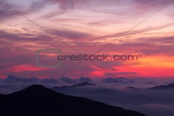 sunset in the mountains 