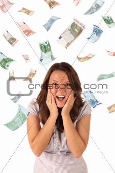 Money rain (euro banknotes)