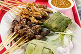 Chicken and Lamb Satay Skewers with Ketupat Rice