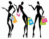 Illustration a shopping women with bags