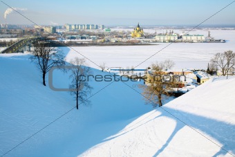 Strong frost on Dyatlovy Hills in Nizhny Novgorod Russia