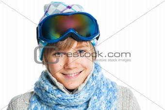 Portrait of a caucasian teenager in ski wearing
