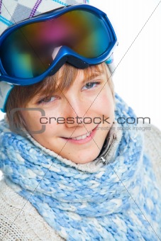 Portrait of a caucasian teenager in ski wearing