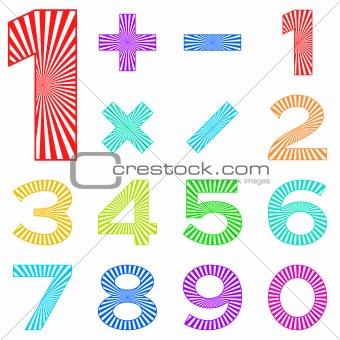 Set of numbers with radiant pattern