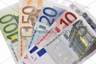 Close-up of Euro banknotes 