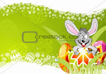 Easter Frame with Eggs and Rabbit