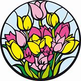 Stained-glass tulips.