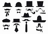 moustache and hats, vector set