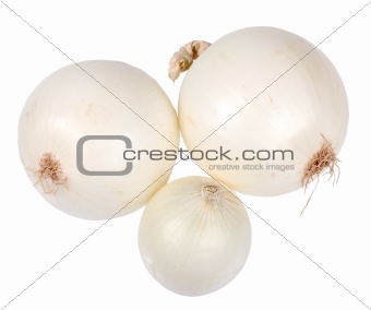 Three a white fresh onions