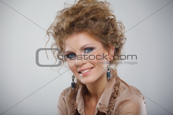 Closeup portrait of beautiful girl with makeup