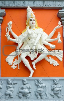 Hindu Goddess with Many Arms Temple Statue