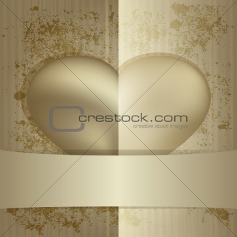 vector  heart hidden behind the ribbon for your text on textures