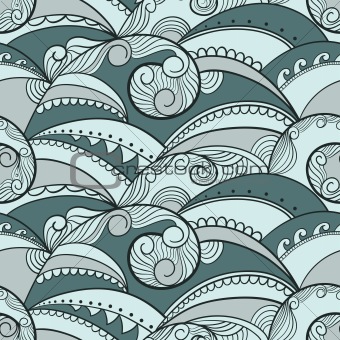 vector seamless pattern with ethnic sea ornament