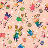 Easter rabbit and egg seamless pattern