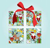 Christmas icon set in gift box shape