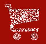 Christmas icon set in shopping cart shape