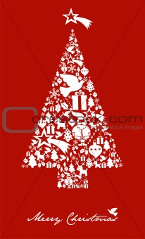 Christmas icon set in tree shape with star