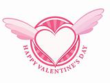 HAPPY Valentine day stamp with heart and wings
