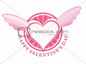 HAPPY Valentine day stamp with heart and wings