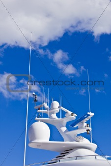 Ships antenna and navigation system versus the sky.