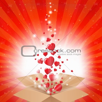 Gift Box With Stars And Hearts