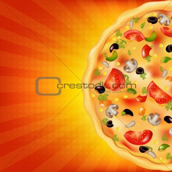 Pizza Poster With Sunburst