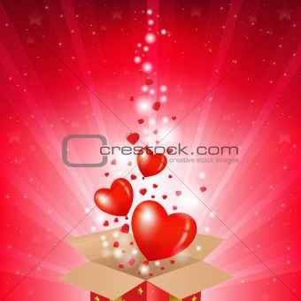 Valentines Day Card With Box And Sunburst