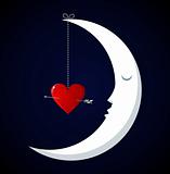 Moon Fall in love Valentines day background