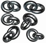 3d render composition of metal ring torus shape
