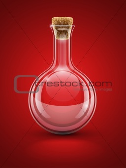 empty glass chemical flask with cork