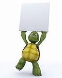 Tortoise with a blank white sign