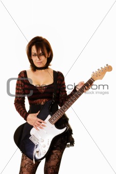 woman with an electric guitar