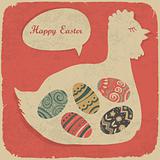 Easter eggs and chiken. Retro styled illustration.