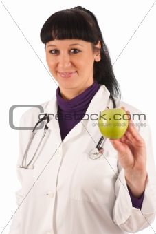 Doctor - woman in white medical dress with stethoscope