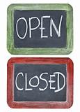 open and closed on blackboard