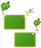 Brazil Sport Message Frame with Flag. Set of Two