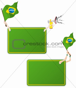 Brazil Sport Message Frame with Flag. Set of Two