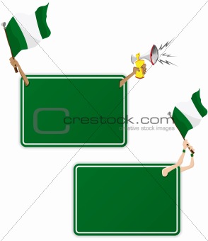 Nigeria Sport Message Frame with Flag. Set of Two