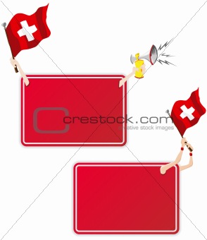 Switzerland Sport Message Frame with Flag. Set of Two
