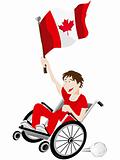 Canada Sport Fan Supporter on Wheelchair with Flag