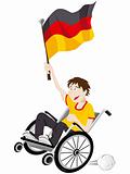 Germany Sport Fan Supporter on Wheelchair with Flag