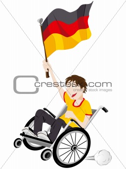 Germany Sport Fan Supporter on Wheelchair with Flag