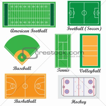 Set of fields for sport games.